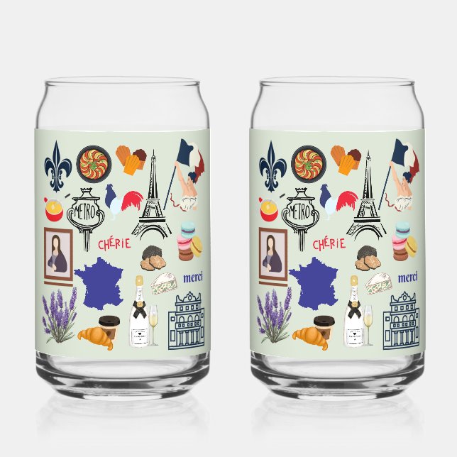 France Symbols Can Glass (Front)