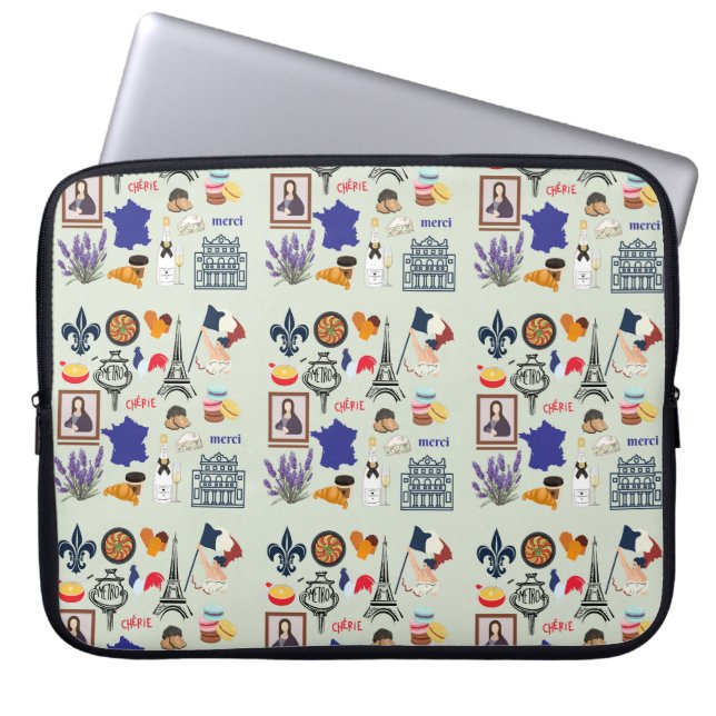 France Symbols Laptop Sleeve (Front)
