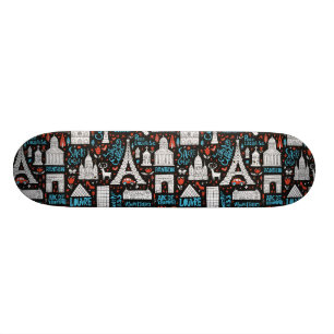 France   Symbols Pattern Skateboard
