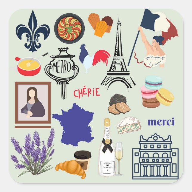 France Symbols Square Sticker (Front)