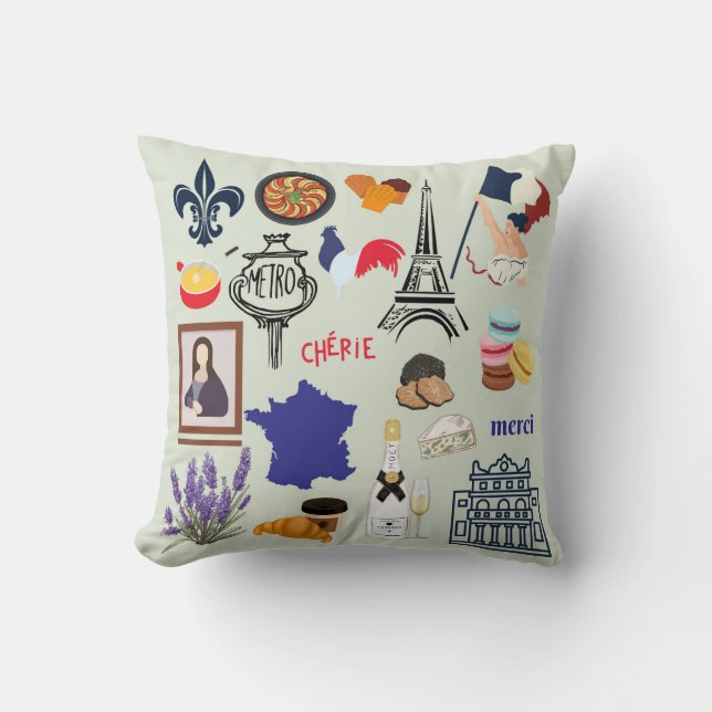 France Symbols Throw Pillow (Front)