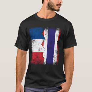 France Thailand Flags Half Thai French Roots Vint T-Shirt