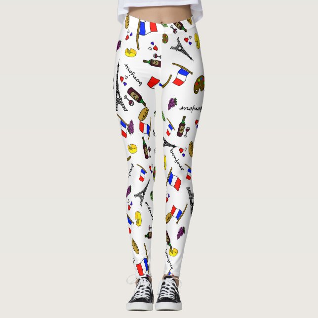 France Thématique Main Tirée Motif Leggings (Devant)