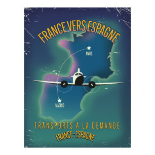 France To Spain vacation poster