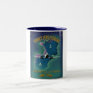 France To Spain vacation poster Two-Tone Coffee Mug