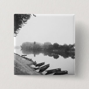 FRANCE, Touraine, The Loire: CHINON Boats along 2 Inch Square Button