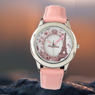 France Travel Eiffel Tower Pastel Pink Paris Dream Watch