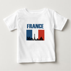 France Travel - Paris City Skyline French Flag Baby T-Shirt