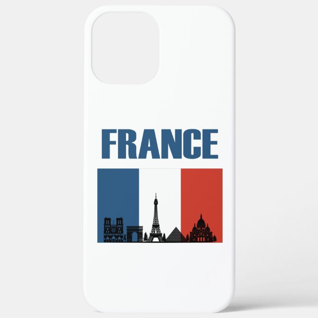 France Travel - Paris City Skyline French Flag Case-Mate iPhone Case (Back)