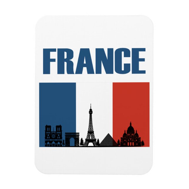 France Travel - Paris City Skyline French Flag Magnet (Vertical)