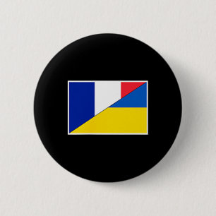 France Ukraine Flag French Ukrainian Support Citiz 2 Inch Round Button