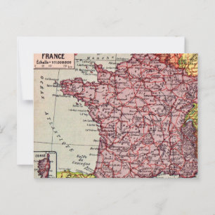 France vintage Map Postcard