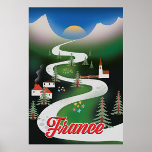 France vintage style travel poster. poster