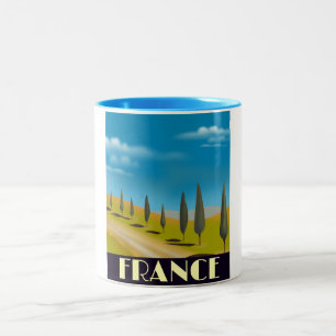 France vintage style travel poster Two-Tone coffee mug