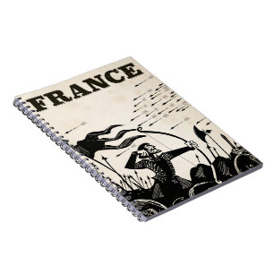 France vintage travel poster. classic medieval car notebook