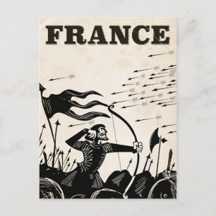 France vintage travel poster. classic medieval car postcard