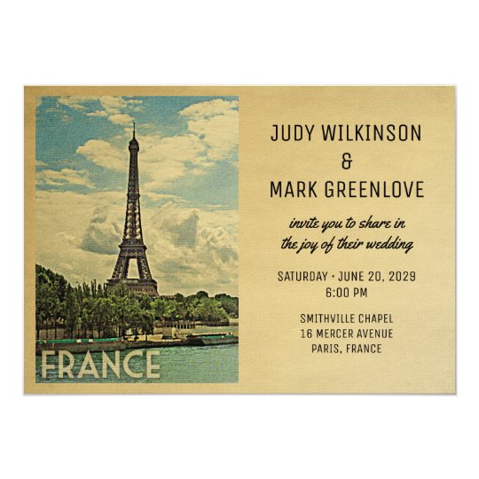 France Wedding Invitation Paris Eiffel Tower