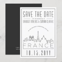 France Wedding | Stylized Skyline Save the Date 