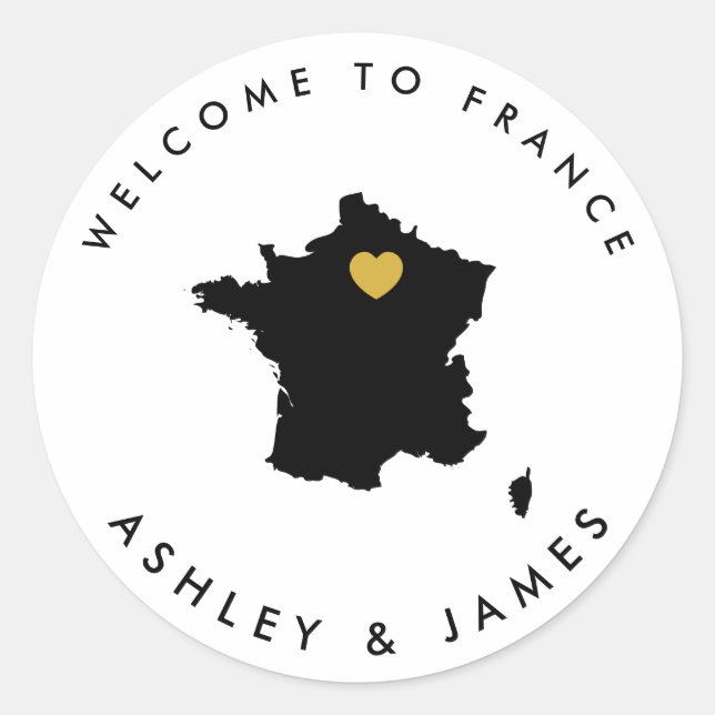 France Wedding Welcome Sticker for Box, Bag (Front)