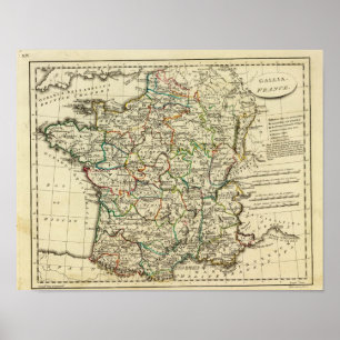 France with boundaries outlined poster