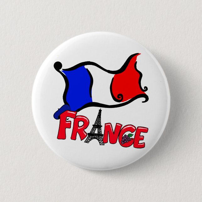 France with Flag Products 2 Inch Round Button (Front)