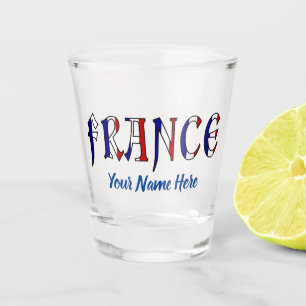 France with French Flag Colours Personalized Shot Glass