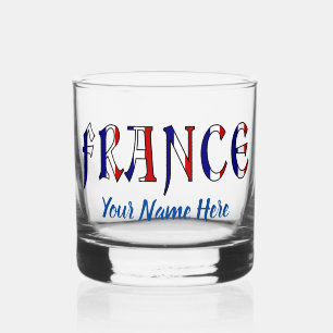 France with French Flag Colours Personalized Whiskey Glass