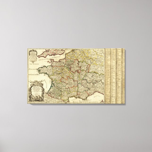 FrancePanoramic MapFrance Canvas Print (Front)