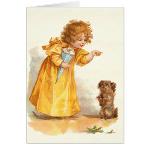 Frances Brundage Cute Victorian Girl and Terrier