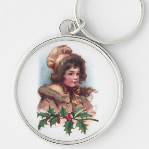 Frances Brundage: Winter Girl with Holly Keychain