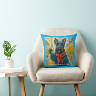 Frances Scottie Key: The Anthem of Adorable Throw Pillow
