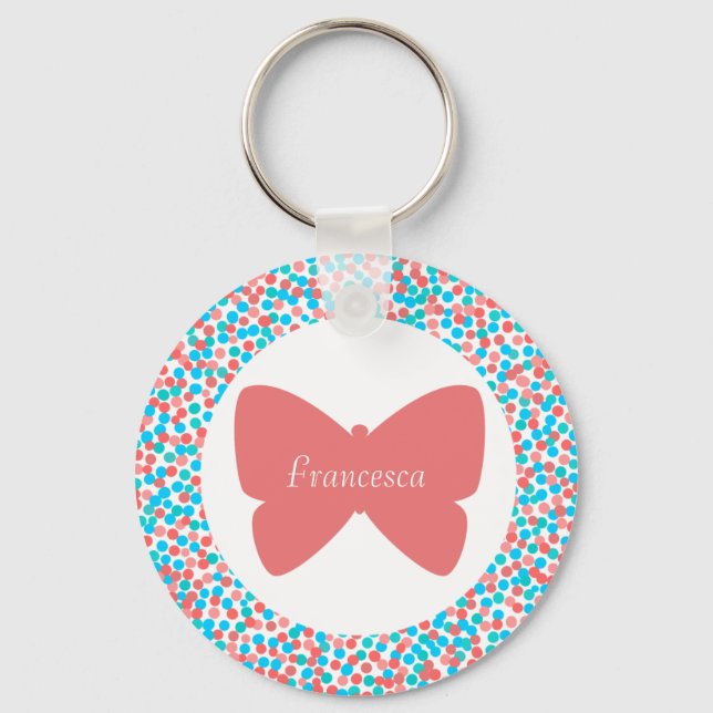 Francesca Butterfly Dots Keychain - 369MyName (Front)