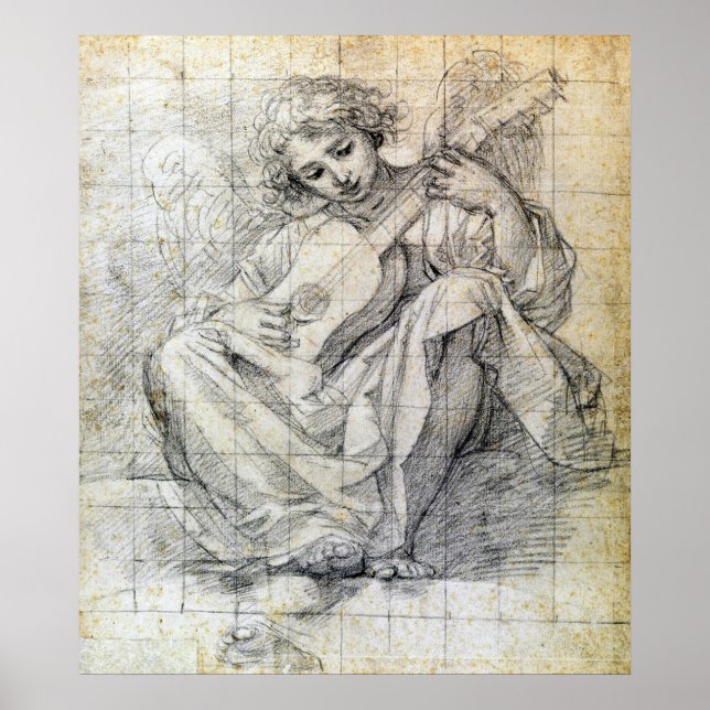 Francesco Albani - Angel Playing Lute Poster (Front)