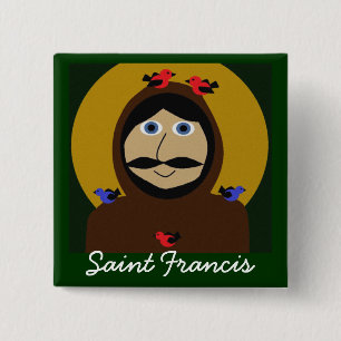 Francis and the Birds 2 Inch Square Button