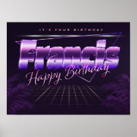 Francis name first name lila retro poster birthday