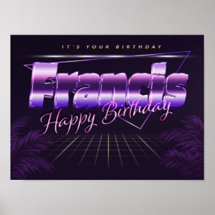 Francis name first name lila retro poster birthday