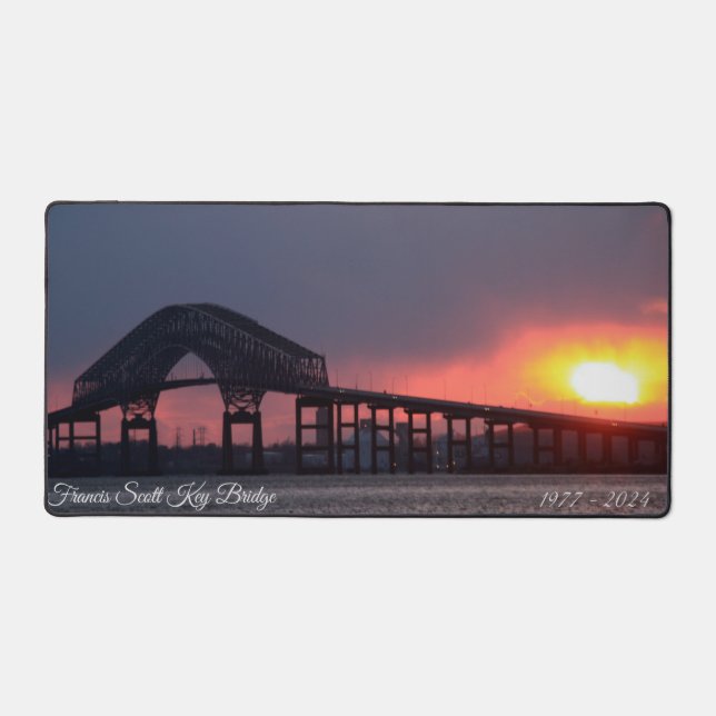 Francis Scott Key Bridge Sunset Desk Mat (Front)