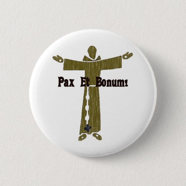 Franciscan Greetings 2 Inch Round Button (Front)