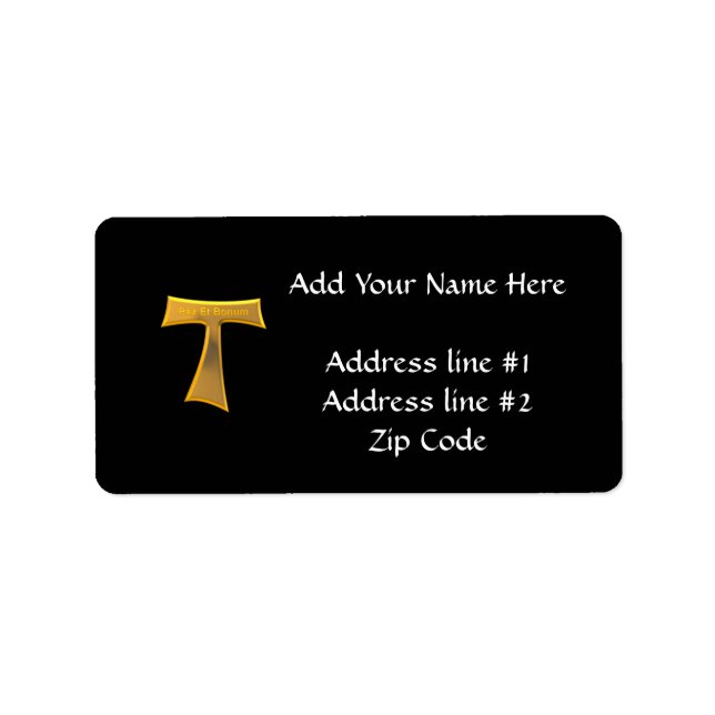 Franciscan Tau Cross Pax Et Bonum Gold Metallic Label (Front)