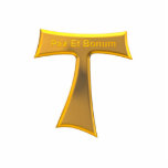 Franciscan Tau Cross Pax Et Bonum Gold Metallic Standing Photo Sculpture<br><div class="desc">Franciscan Tau Cross Pax Et Bonum Gold Metallic.  

Feel free to change the background colour and/or other options via Zazzle's great customization toosl.</div>