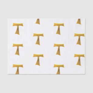 Franciscan Tau Cross Pax Et Bonum Gold Metallic Tissue Paper