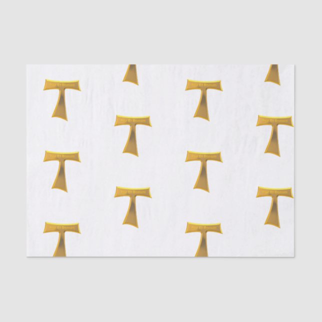 Franciscan Tau Cross Pax Et Bonum Gold Metallic Tissue Paper (Front)