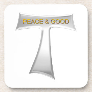 Franciscan Tau Cross Peace and Good Silver & Gold Coaster