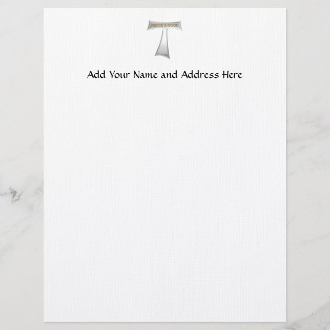 Franciscan Tau Cross Peace and Good Silver & Gold Letterhead (Front)