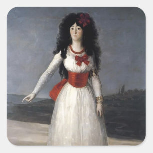 Francisco Goya- Duchess of Alba, The White Duchess Square Sticker