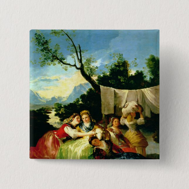 Francisco Jose de Goya y Lucientes | The Washerwom 2 Inch Square Button (Front)