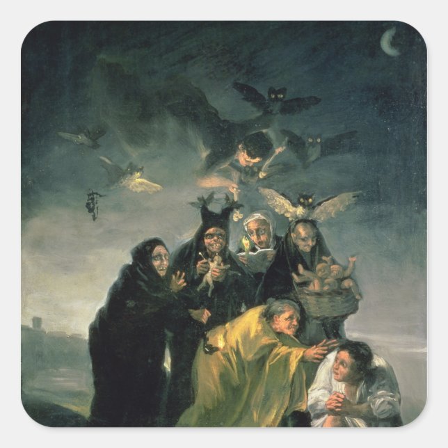 Francisco Jose de Goya y Lucientes | The Witches'  Square Sticker (Front)
