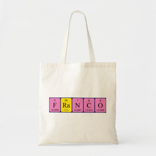 Franco periodic table name tote bag (Front)