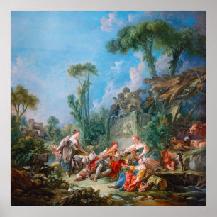 francois boucher shepherd's idyll rococo scenery poster