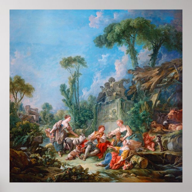 francois boucher shepherd's idyll rococo scenery poster (Front)